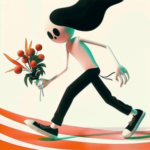 cartoon  character  running  flowers  whimsical  cute  illustration  art  animation  fun 1070401