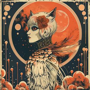 owl  woman  chromolithography  portrait  nature  drawing  colorful  feminine  wildlife  art 1048071