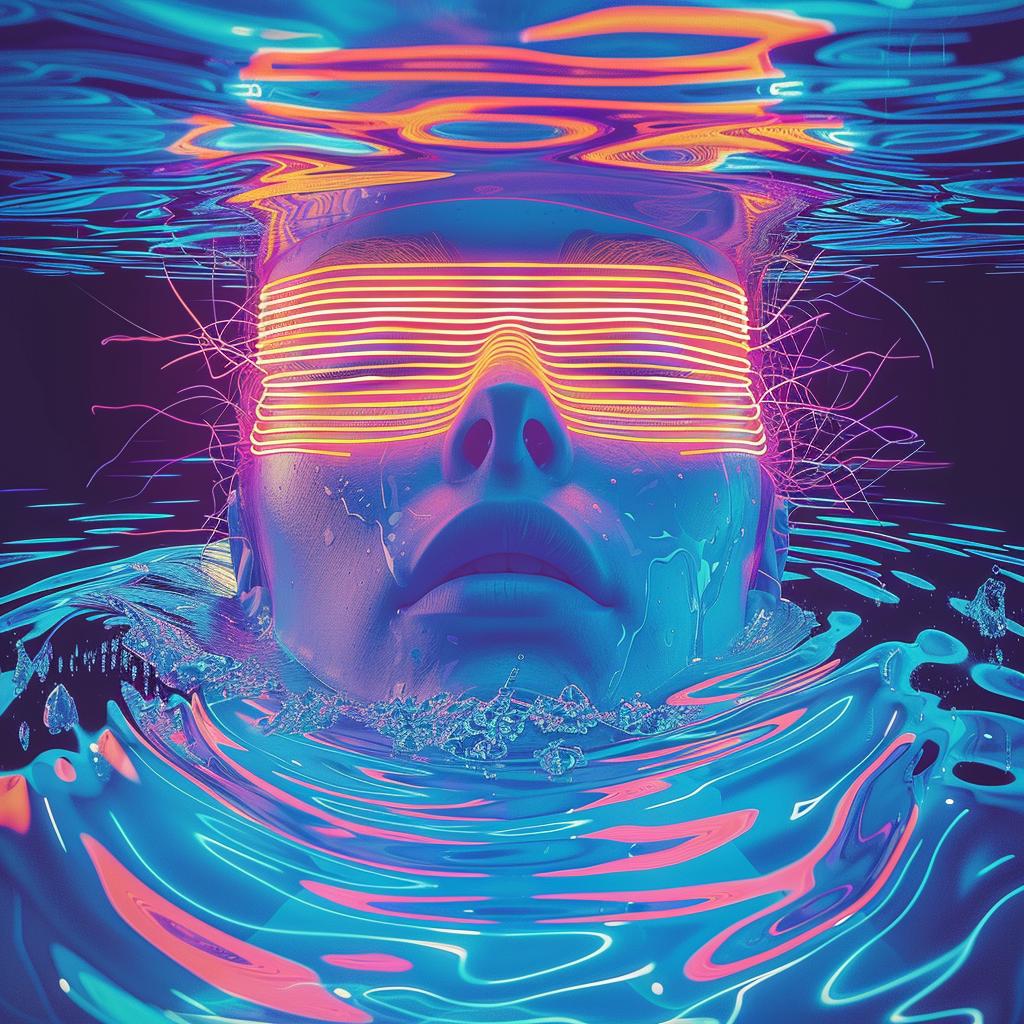 surreal  album  cover  neon  glasses  water  dark  creative  splash  art 916149
