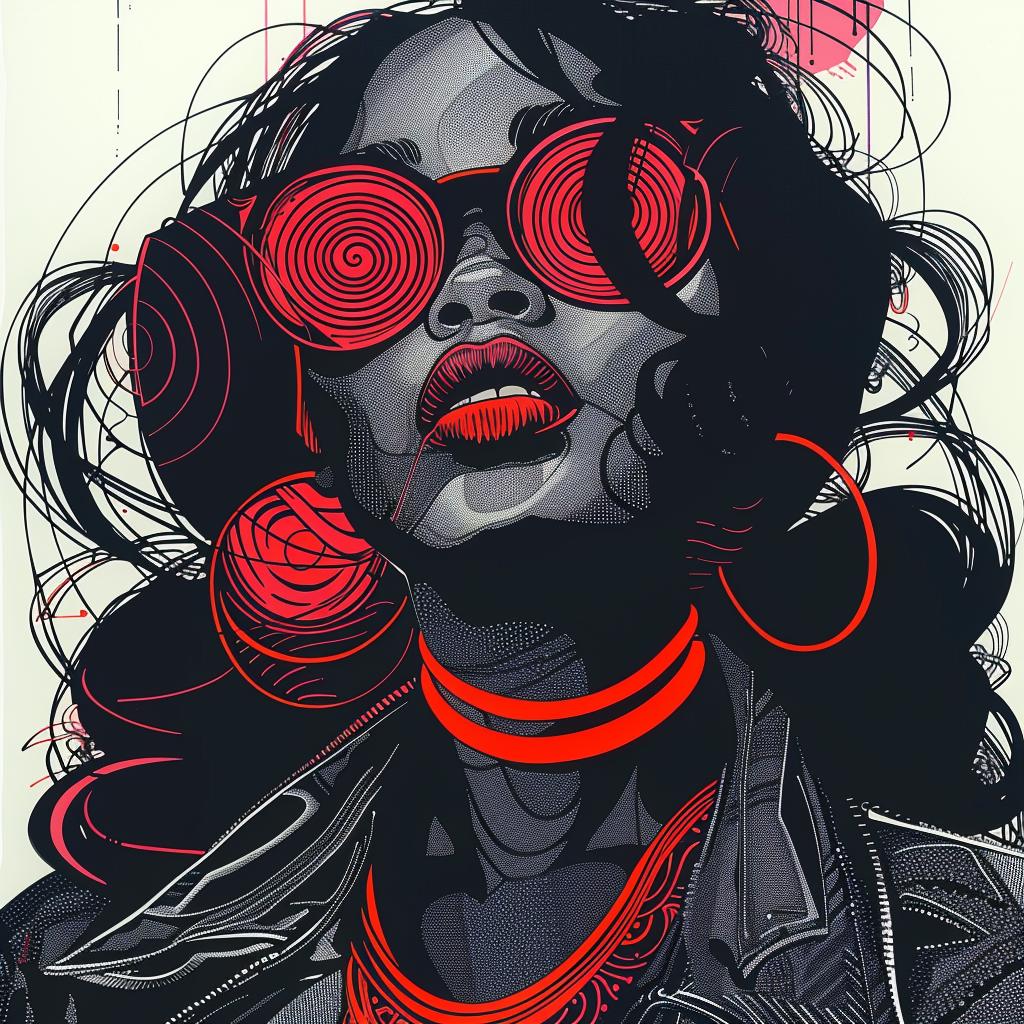 PopArt  model  Viola  Davis  longhair  redsunglasses  portrait  digital  African-American  style 938953