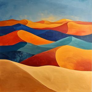 abstract  desert  colorful  dunes  landscape  vibrant  artwork  impressionistic  texture  colors 1079869