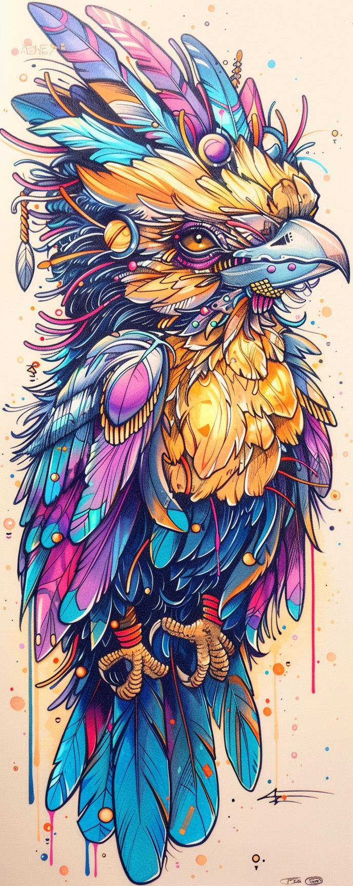 bluebird  GrimReaper  Kachina  mythical  creature  hybrid  fantasy  colorful  unique  imaginative 941117