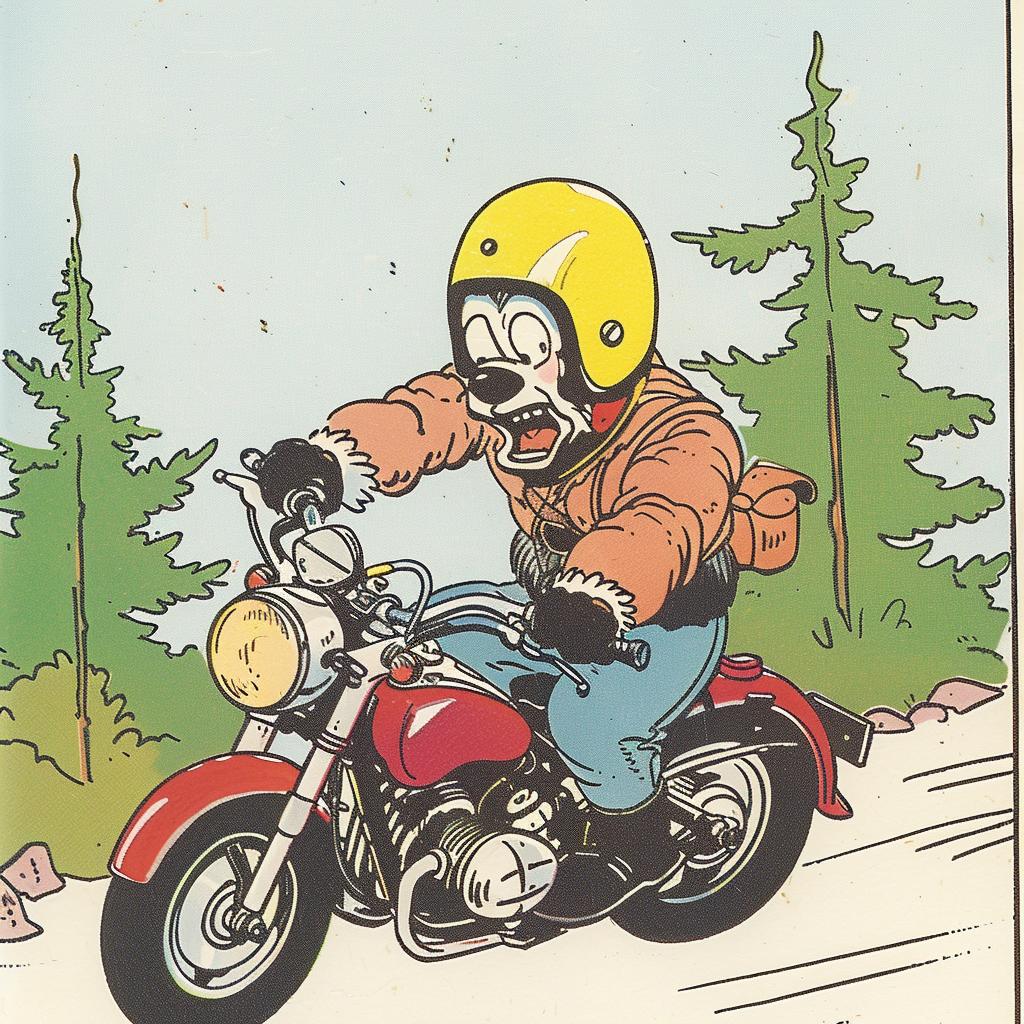 panda  motorcycle  cartoon  character  fun  adventure  whimsical  animal  movement  playful 939030