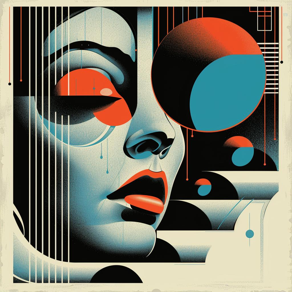 album  poster  illustration  woman  geometric  retro  Kurasov  light  blue  black 966330