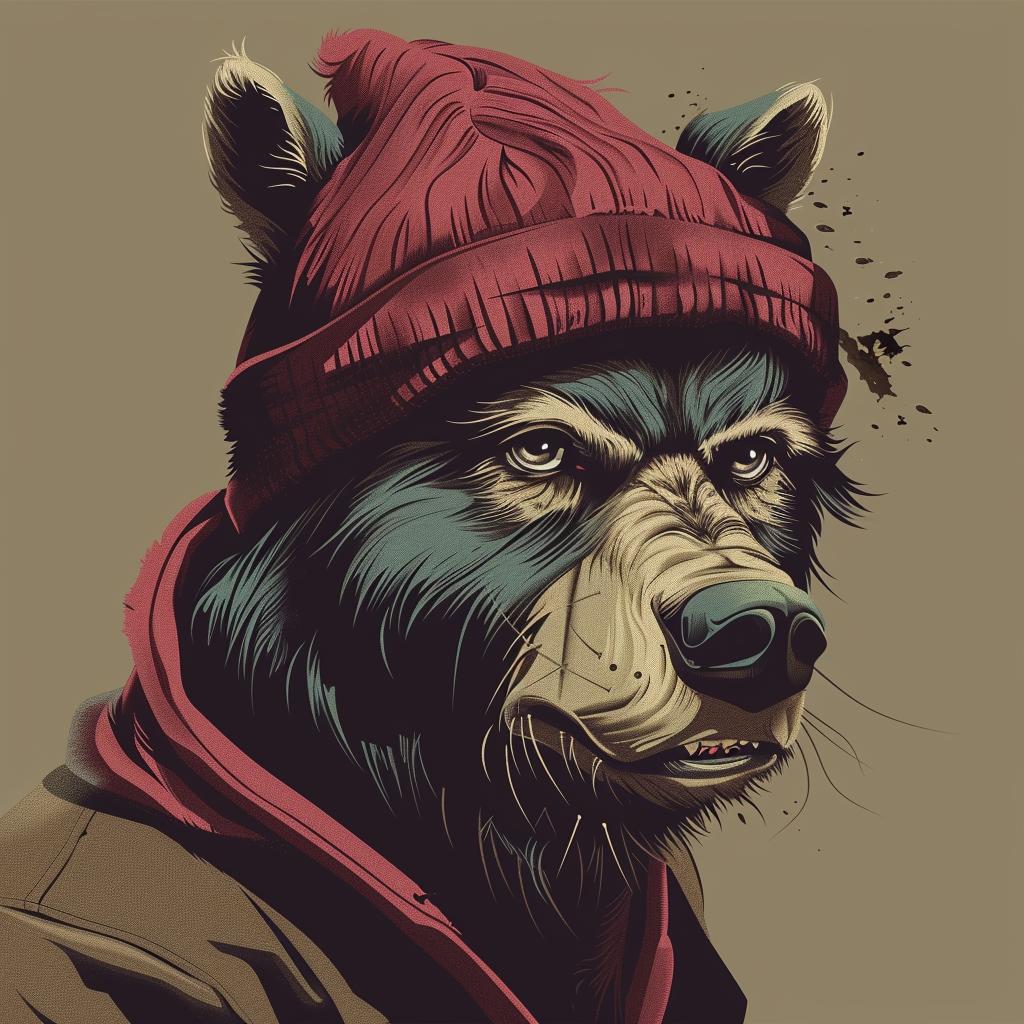 animal  streetwise  aggressive  hip-hop  fashion  minimal  urban  bear  red  scarf 956197