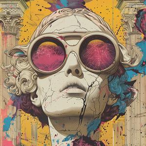 surreal  album  cover  painting  woman  sunglasses  flower  risograph  symbolist  hyper-realistic 1079310