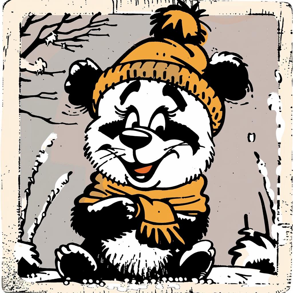 panda  hat  scarf  cartoon  winter  cute  funny  animal  whimsical  bear 942542