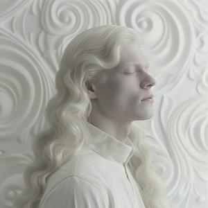 surreal  male  blonde  model  white  Risograph  hyper-realistic  Symbolist  portrait  studio 1077356