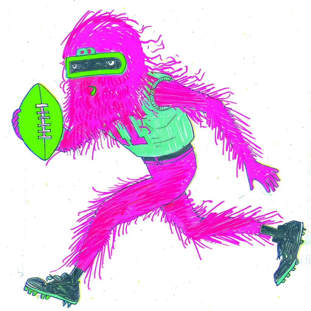 football  player  running  pink  monster  drawing  uniform  helmet  sport  art 940265