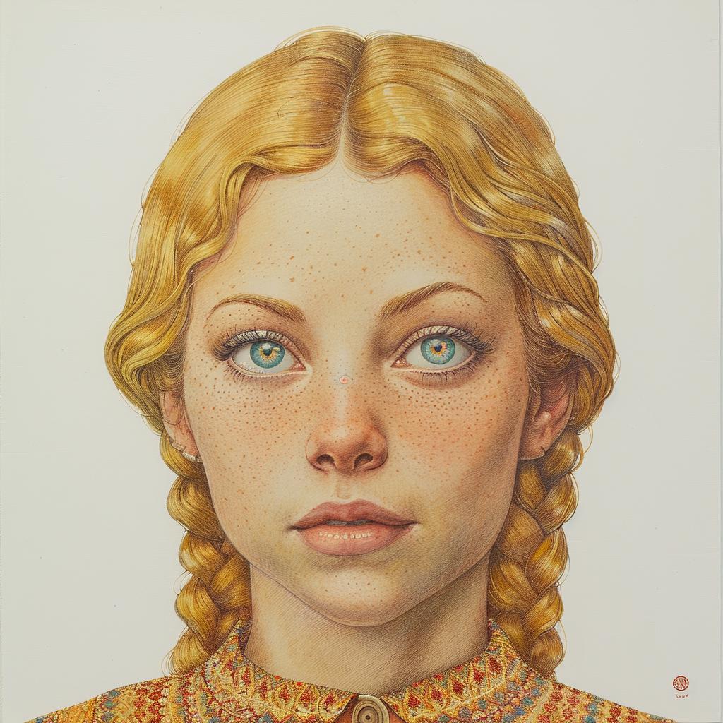 صورة امرأة بثلاث عيون بيضاء، رسم سريالي، شقراء، مخطوطة خيالية غريبة 971391