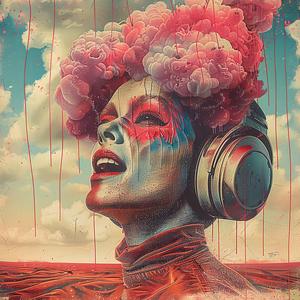 woman  headphones  desert  pink  hair  painting  vivid  Walter  Van  Beirendonck 1039142