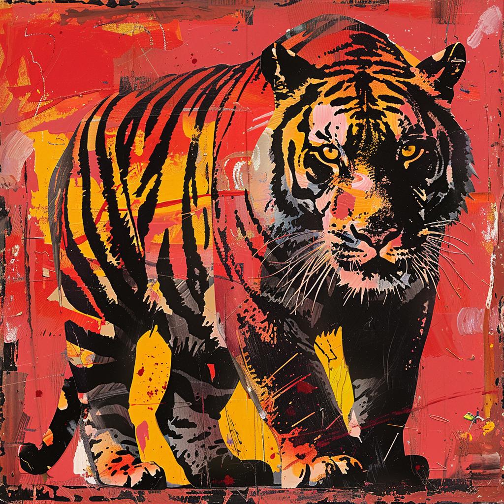 tiger  abstract  impressionism  collage  red  graphic  design  colorful  vivid  bold 968125