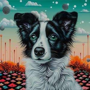dog  green  eyes  border  collie  chromolithography  animal  nature  portrait  art 1037866