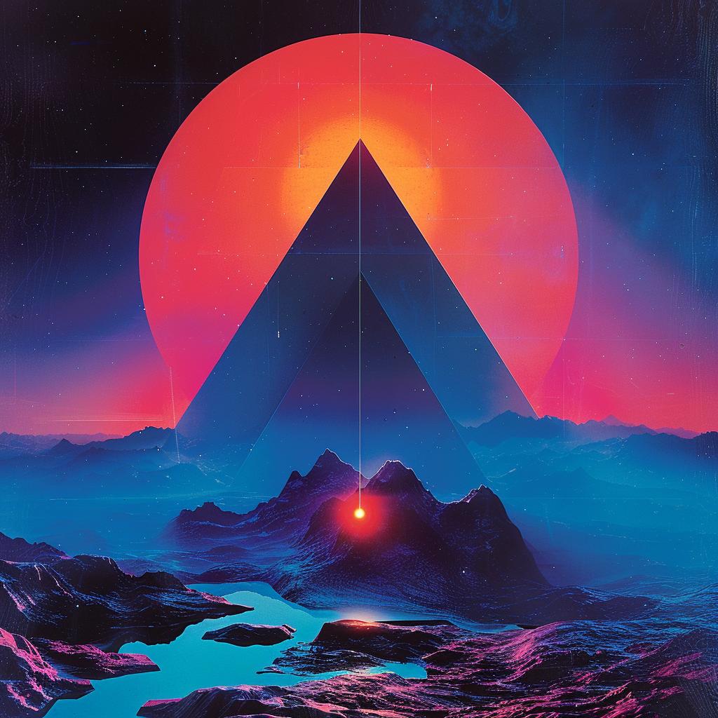 album  cover  80s  electro  synthwave  trippy  sun  rising  art  print 960775