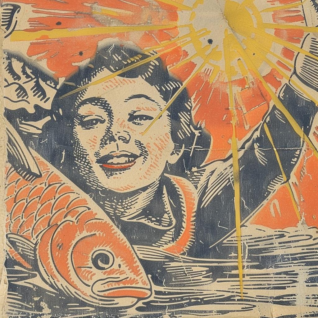 surreal  collage  flowerpunk  woman  fish  sun  happy  joy  poster  art 942032