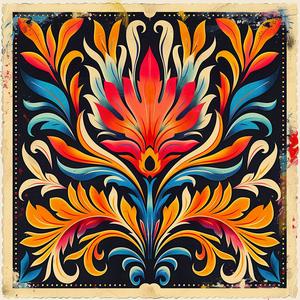 thorns  leafy  vintage  bold  floral  dynamic  neon  symmetry  artnouveau  linocut 1078924