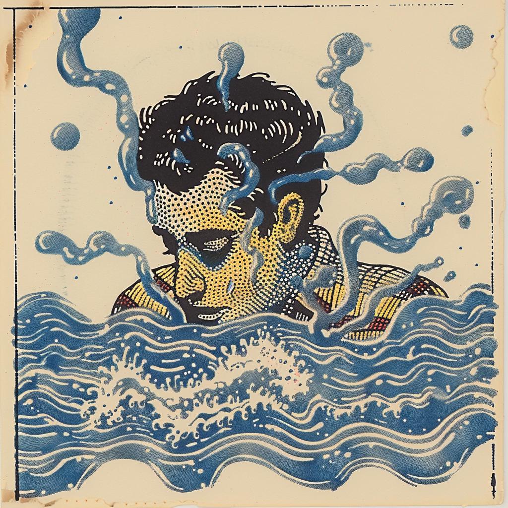 album  cover  man  water  art  blue  cream  design  Paul  vintage 917446