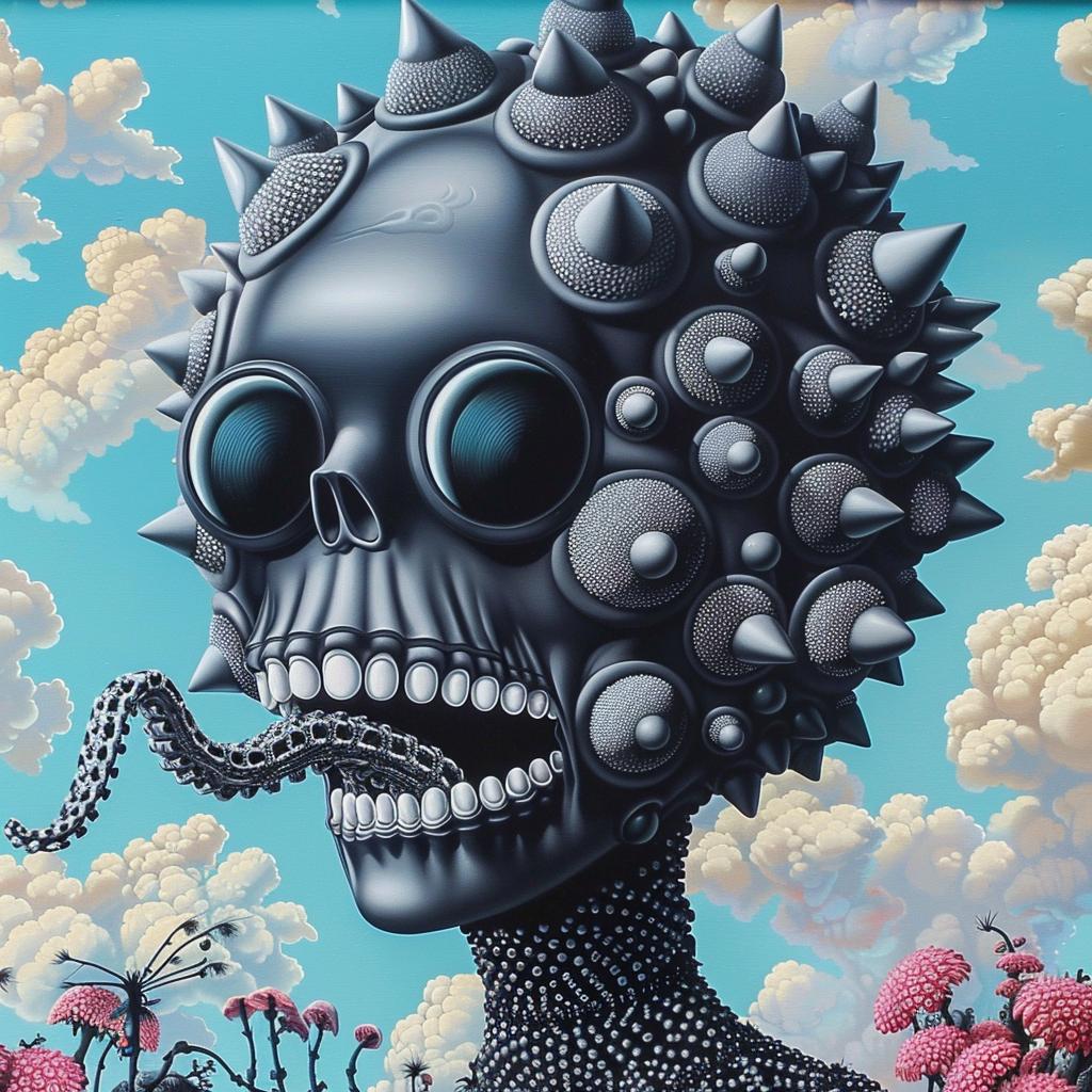 sophisticated  futuristic  horror  skull  spikes  painting  surreal  dark  creepy  details 945493