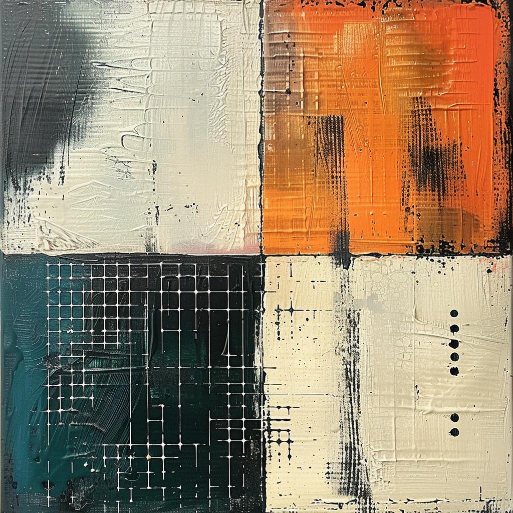 abstract  painting  squares  orange  black  white  geometric  shape  vivid  stylized 963769
