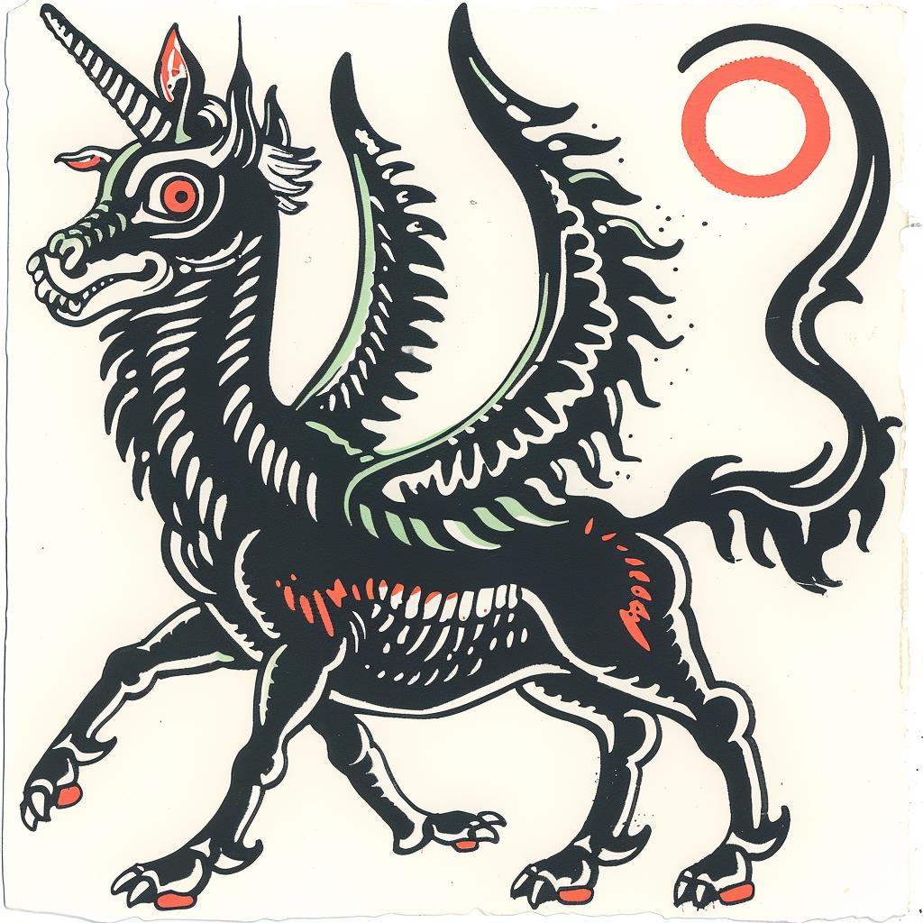 mythical  creature  hybrid  animal  black  red  dragon  wings  fantastical  unique 933169