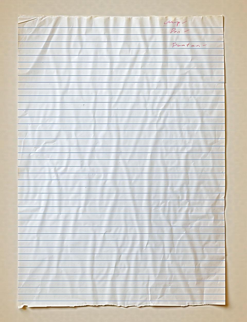 ورقة مسطرة شفافة بيضاء اللون، قرطاسية للكتابة بدون ملاحظات 951697