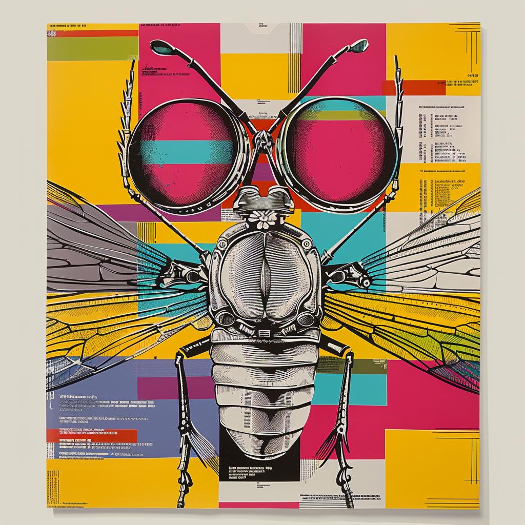 poster  fly  glasses  collage  modern  abstract  insect  design  Robert  Rauschenberg 937697