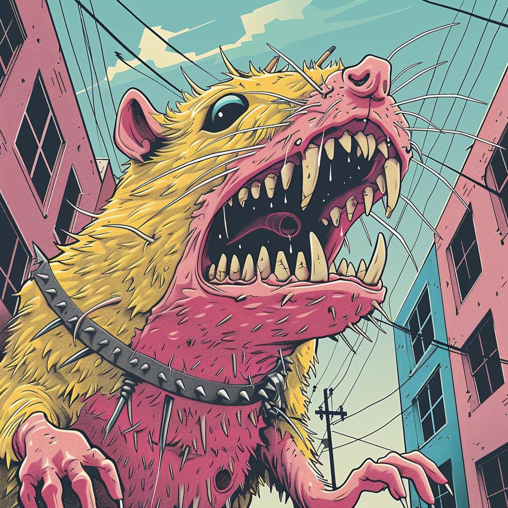 rat-dog  sharp  teeth  claws  terrifying  conjoined  spiked  creature  illustration  fantasy 927978
