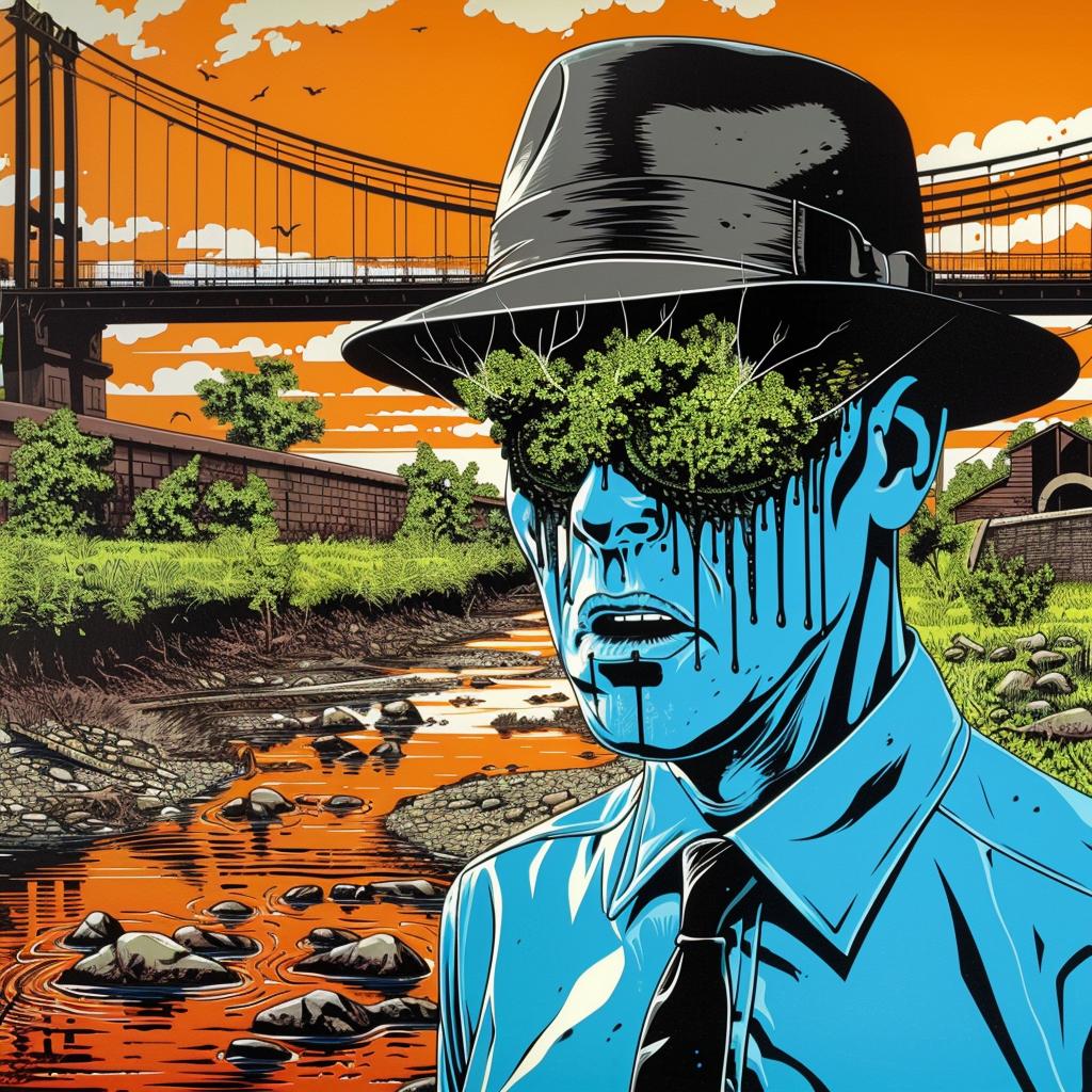 surreal  album  cover  man  hat  tie  plant  hyper-realistic  Magritte  Cloonan 1027195