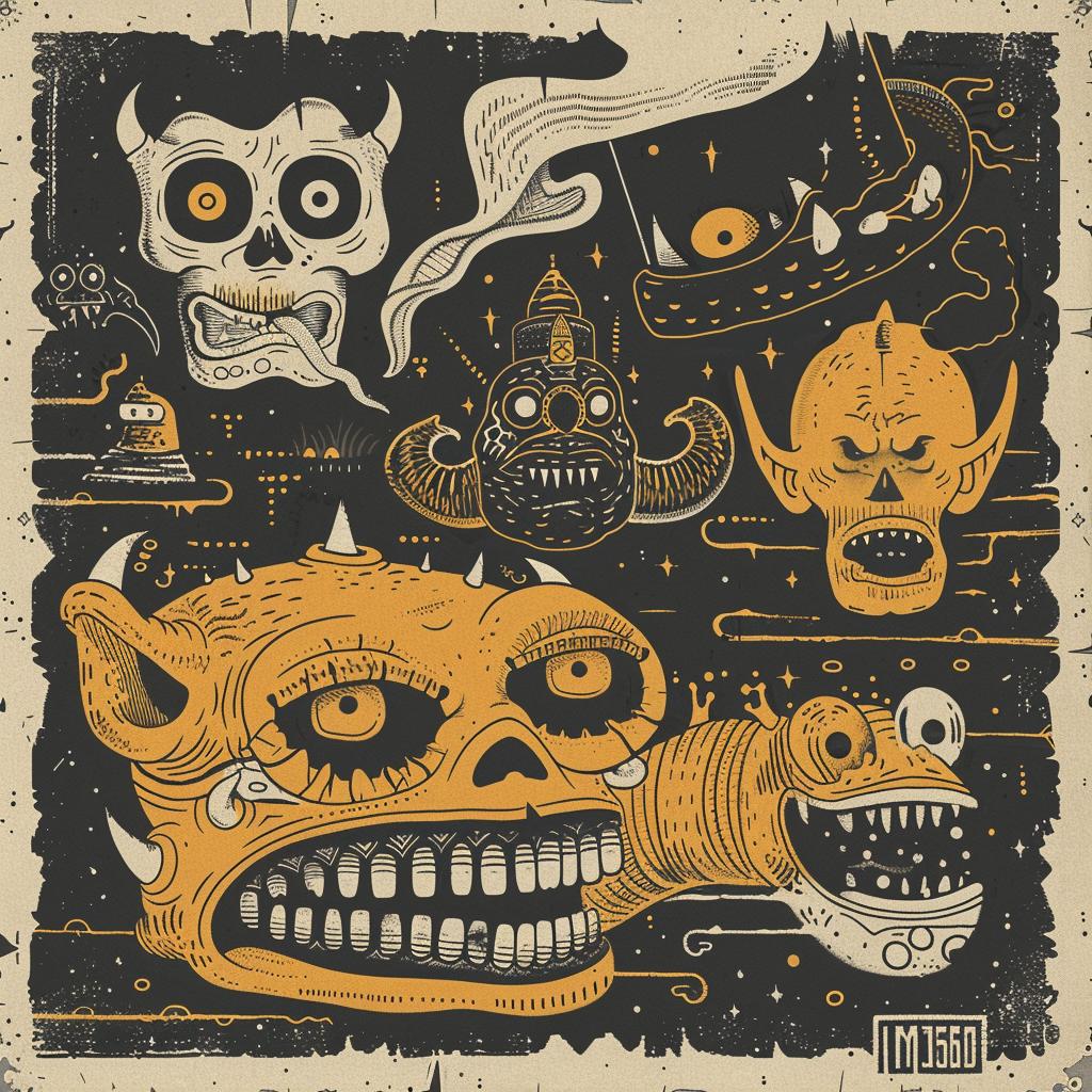 Matt  Bors  brave  bizarre  weird  odd  monsters  skulls  illustration  poster 926290
