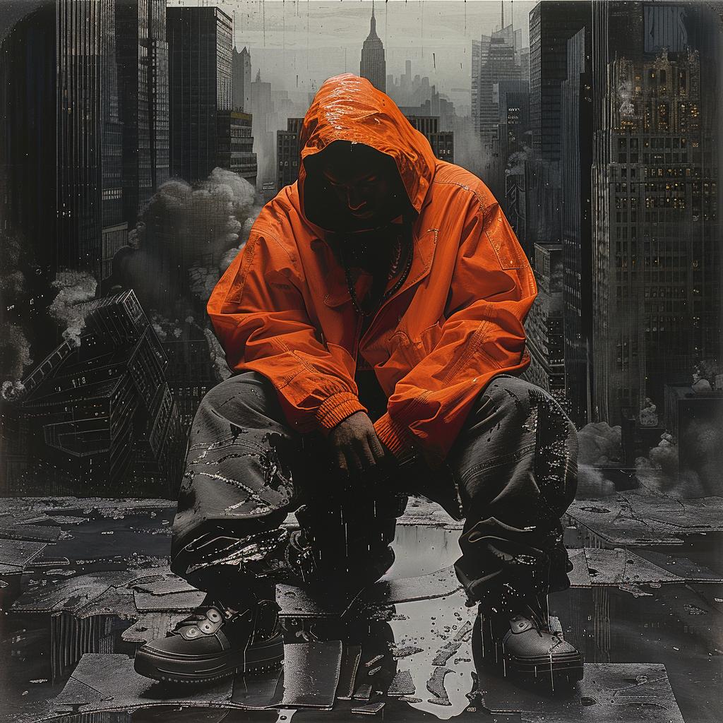 surreal  album  cover  painting  man  ledges  orange  jacket  creative  Demna 976669