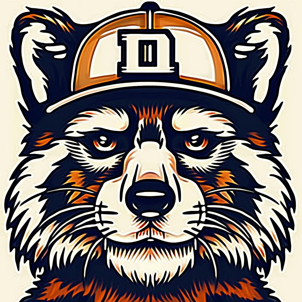 raccoon  baseball  cap  bat  playful  animal  cartoonish  detail  colorful  whimsical 962296