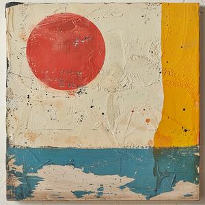 minimalist  abstract  encaustic  El Lissitzky  Etel Adnan  blue  sky  red  sun  joy 1062356