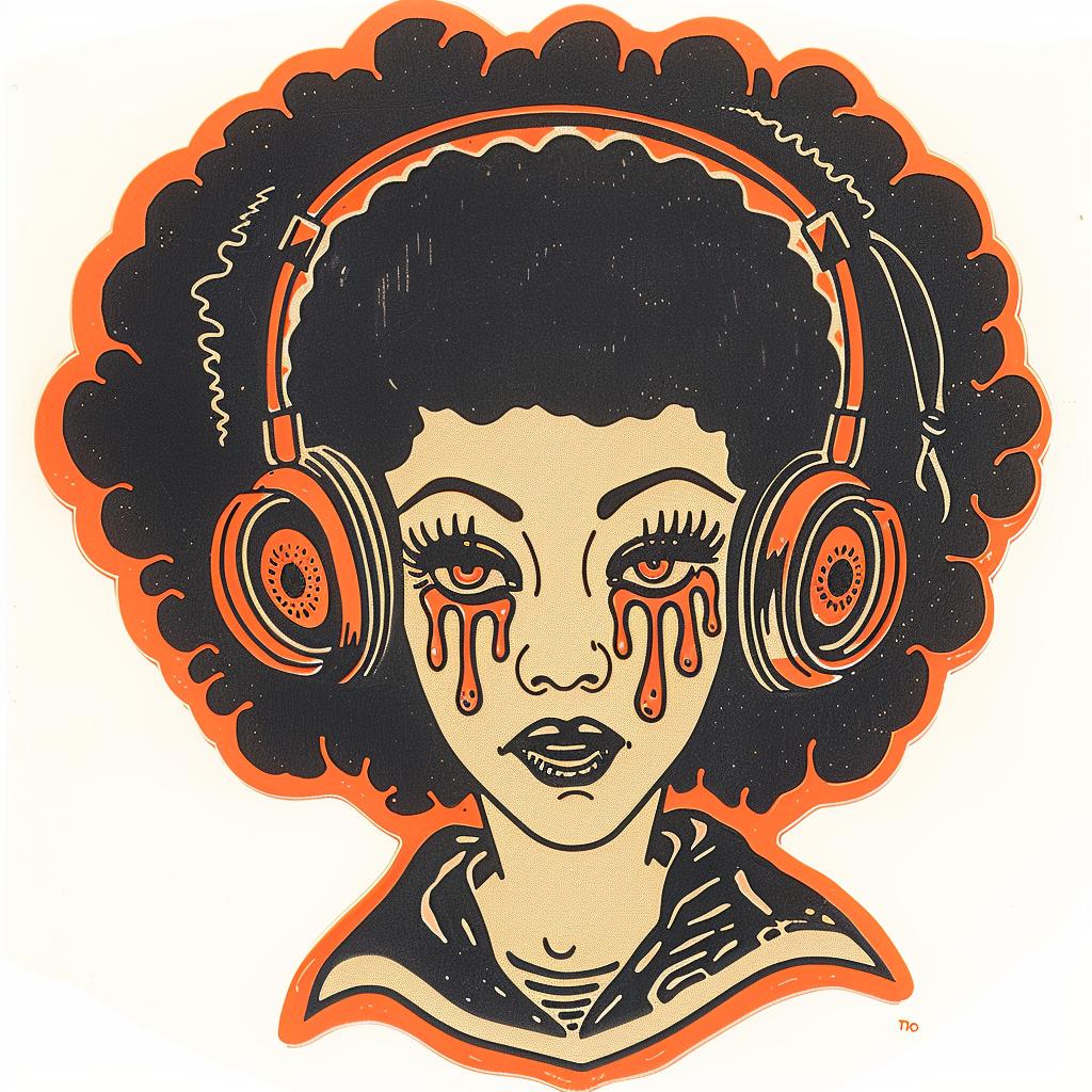 PopArt  DJ  afro  headphones  makeup  drip  AfricanAmerican  TroyBrooks  whitebackground  portrait 939130