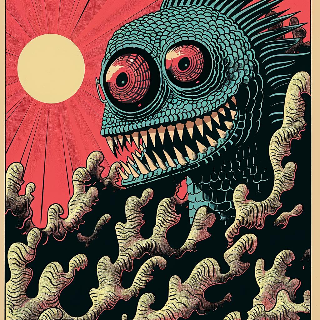 monster  poster  creature  japanese  lettering  chromolithography  dark  art  horror  kaiju 946195