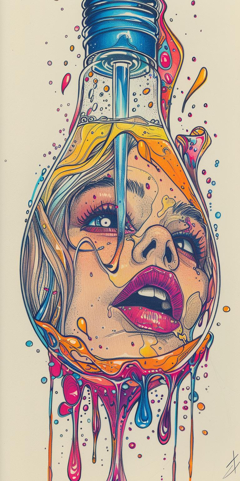 lightbulb  liquid  woman  face  water  paint  visualart  colorful  artistic  surrealism 940547