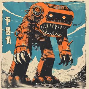 robot  orange  surreal  album  cover  graphic  bold  design  futuristic  art 1079714