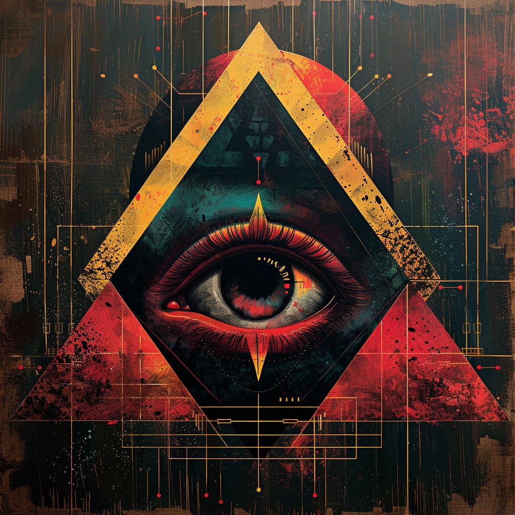 Retro  Sci-fi  Gouache  Illuminati  Pyramid  Cubist  Glitch  Cyberpunk  Poster  Xerox 922433
