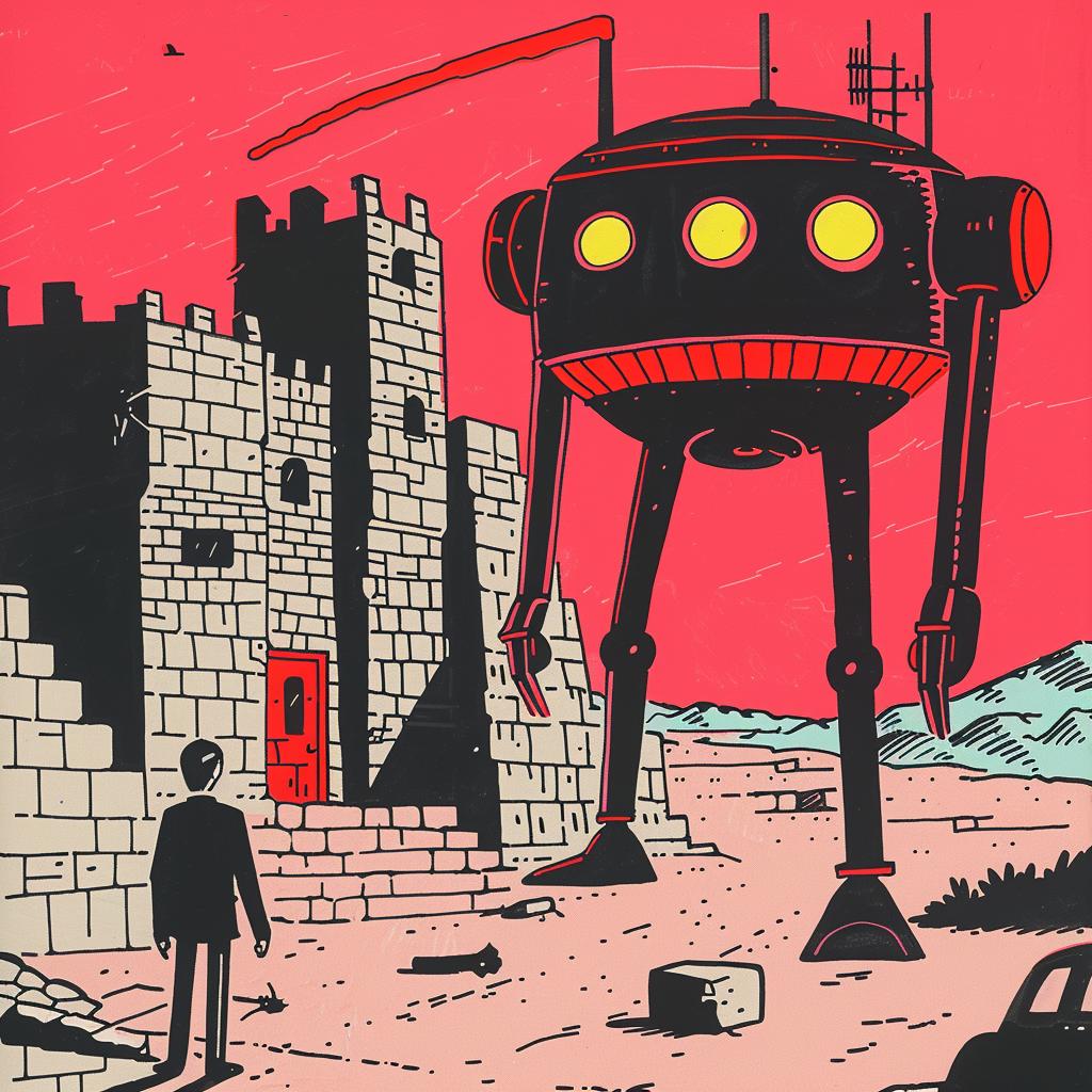 sci-fi  dark  illustration  terrifying  vintage  composition  robot  castle  epic  Ghibli 922156