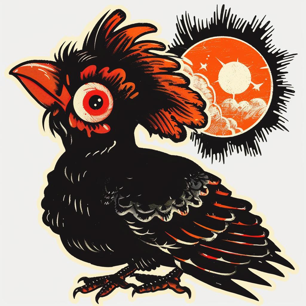 black  bird  orange  beak  red  eyes  tattoo  illustration  vivid  nature 927411