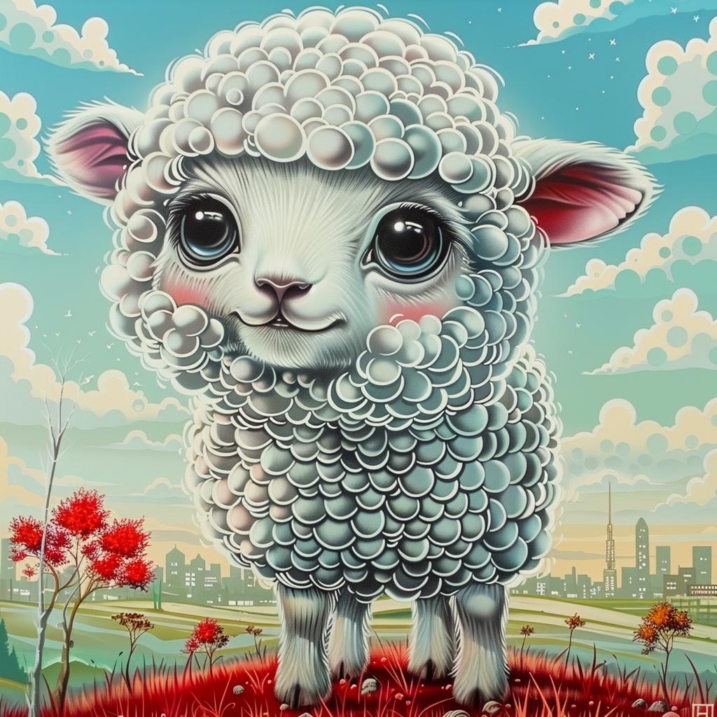sheep  kawaii  oversized  white  painting  eyes  cute  animal  adorable  big 1033778