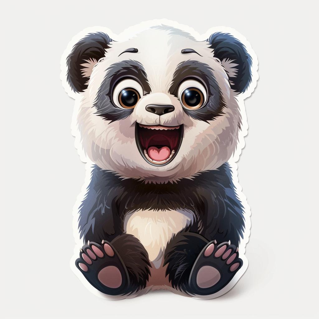 panda  sticker  ecstatic  warm  color  realistic  vector  sitting  detailed  background 972003