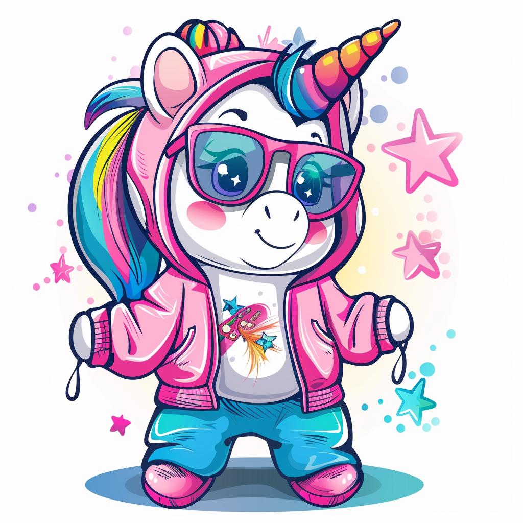 kawaii  unicorn  pop  star  jacket  sunglasses  cartoon  cute  illustration  design 927783
