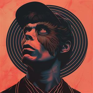 surreal  album  cover  male  model  Risograph  symbolist  hyper-realistic  screenprinting  earth 1077557