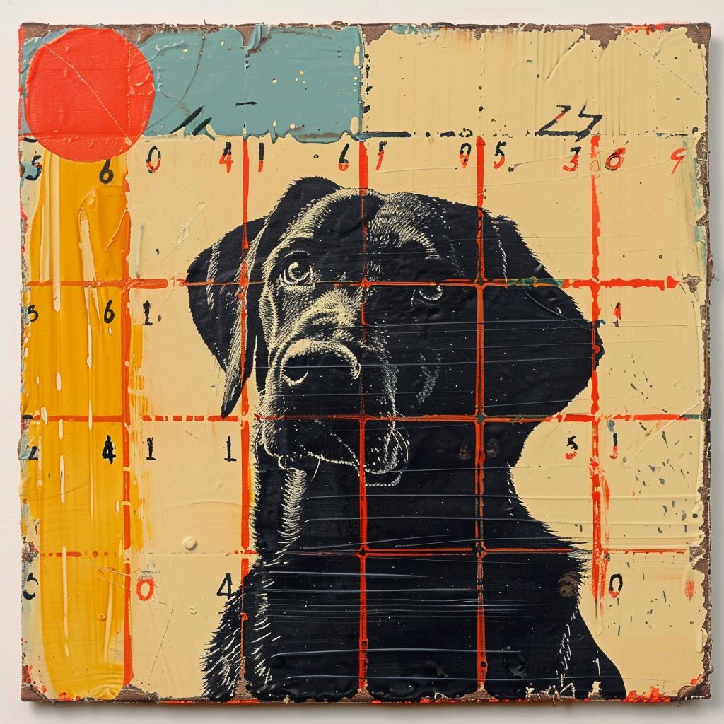 encaustic  paint  impasto  labrador  retriever  calendar  red  circle  palette-knife  art 1015463