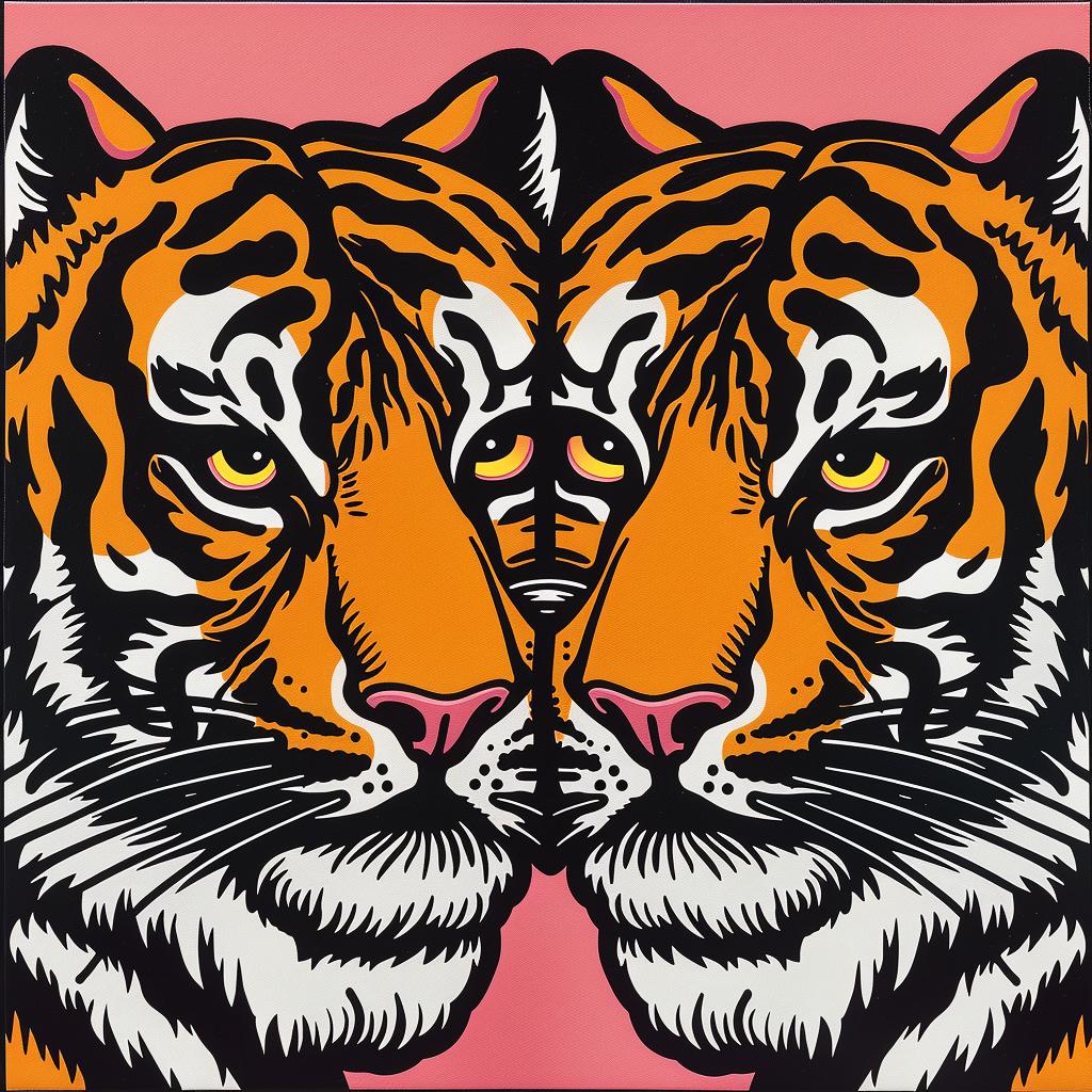 tiger  two-headed  illustration  background  colorful  graphic  animal  art  surreal  design 973065