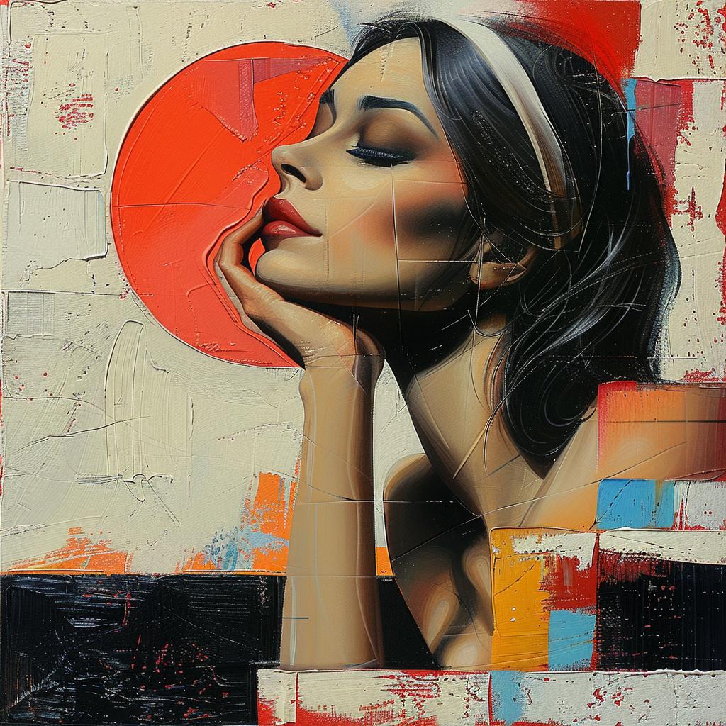 woman  red  orange  portrait  vibrant  figurative  art  colorful  expressive  modern 963822
