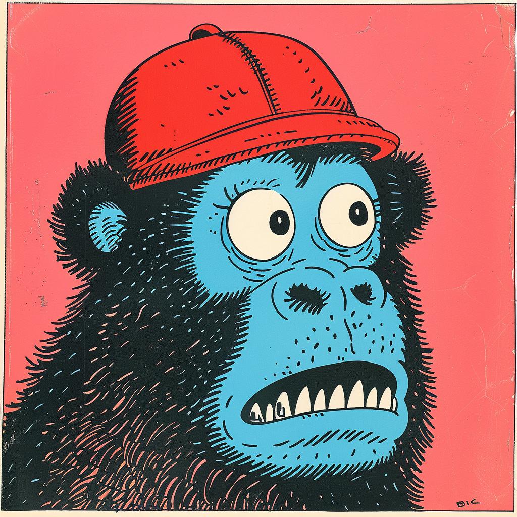 bear  bucket  cap  Kirby  1950s  portrait  vibrant  comic  illustration  cartoon 921511
