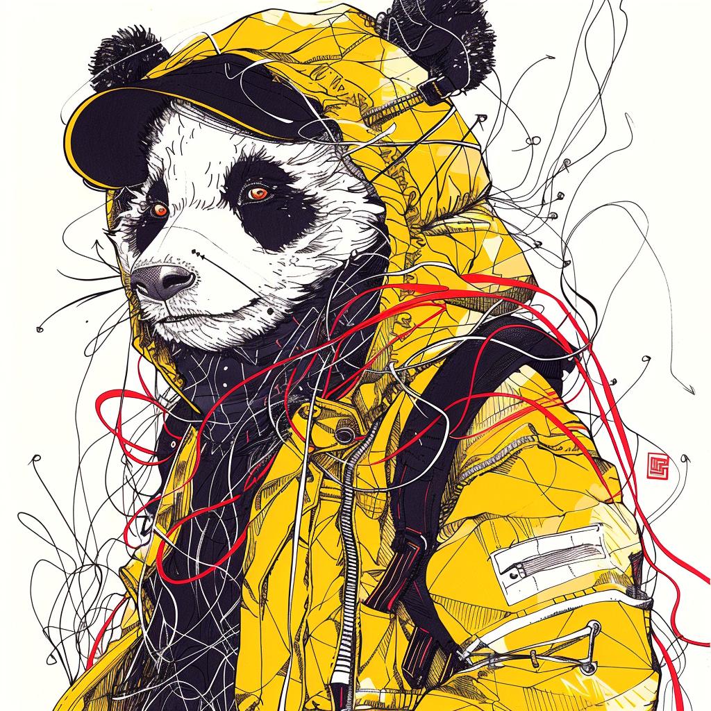 panda  streetwear  jacket  red  cool  urban  fashion  illustration  playful  animal 953507