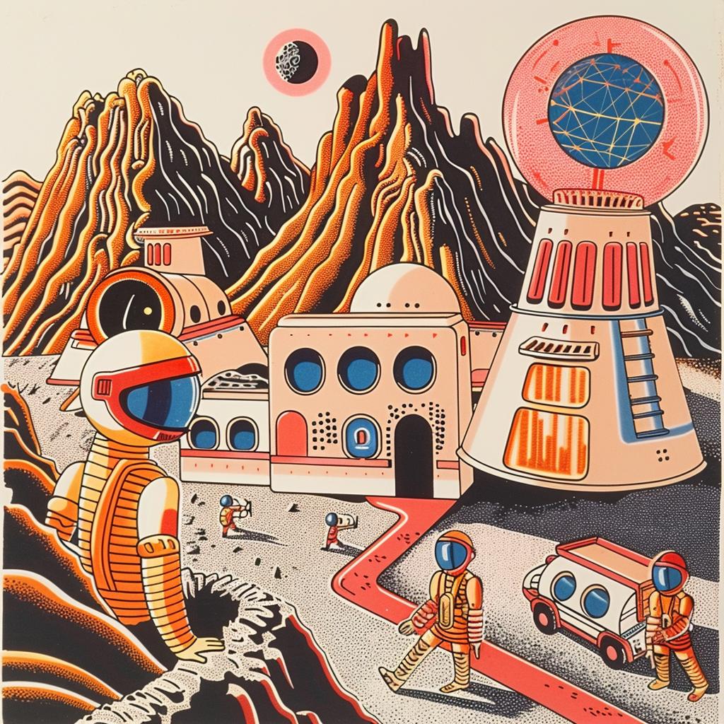 mars  space  station  astronaut  rocket  dynamic  futuristic  colorful  sci-fi  art 959649