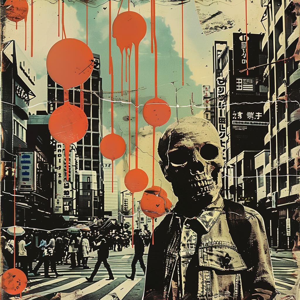 man  skull  balloons  streetwise  collage  vibrant  abstract  urban  symbolic  portrait 940087